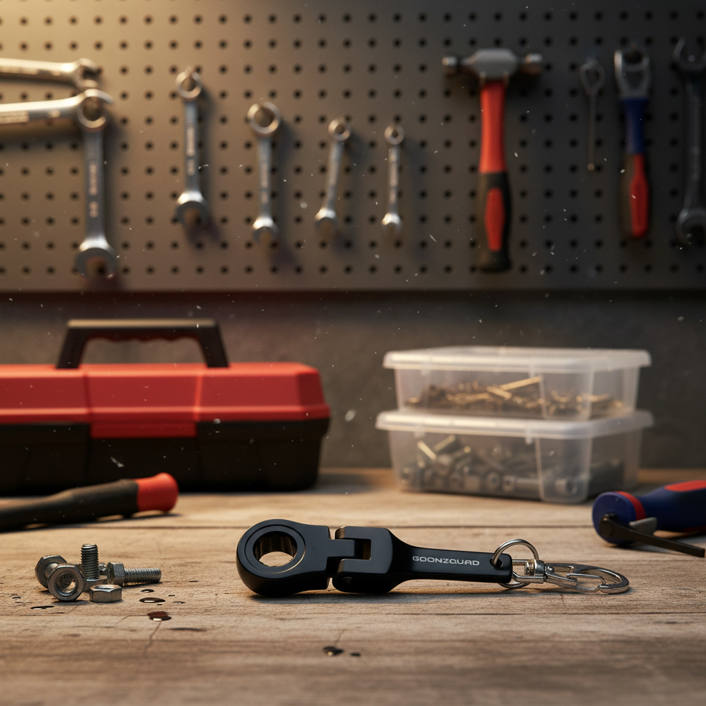 Black 10 MM Ratcheting Wrench Keychain