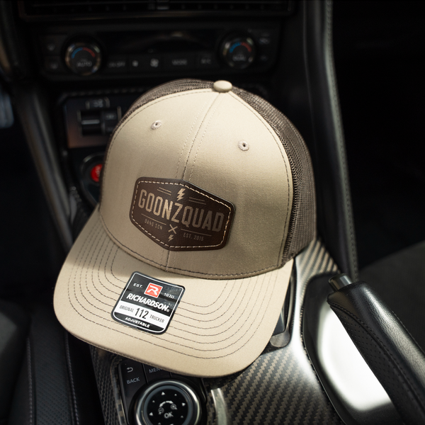 Goonzquad Leather Patch Trucker Hat – Coffee/Khaki