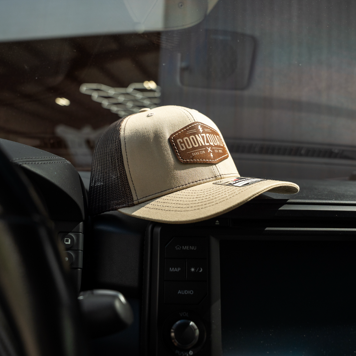 Goonzquad Leather Patch Trucker Hat – Coffee/Khaki