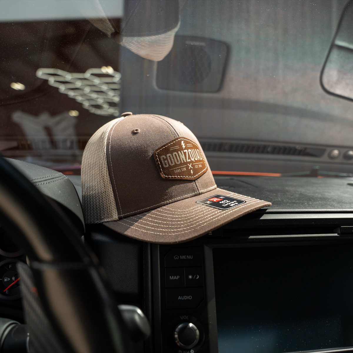 Goonzquad Leather Patch Trucker Hat – Brown/Khaki