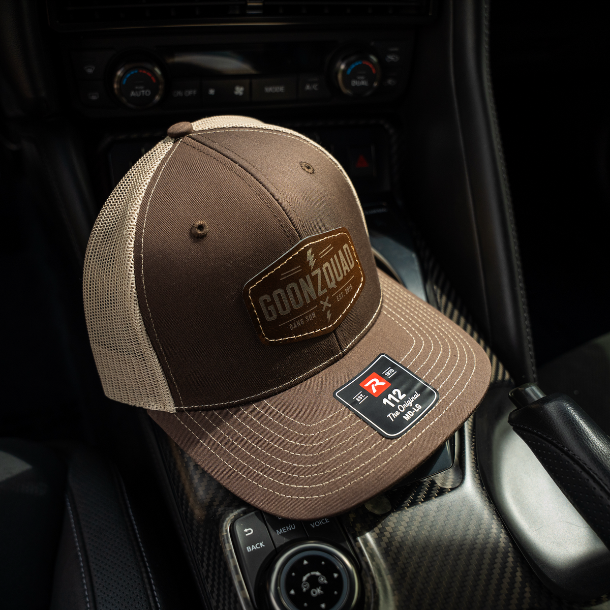 Goonzquad Leather Patch Trucker Hat – Brown/Khaki